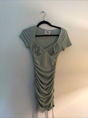 Princess Polly Sage Green Ribbed Dress